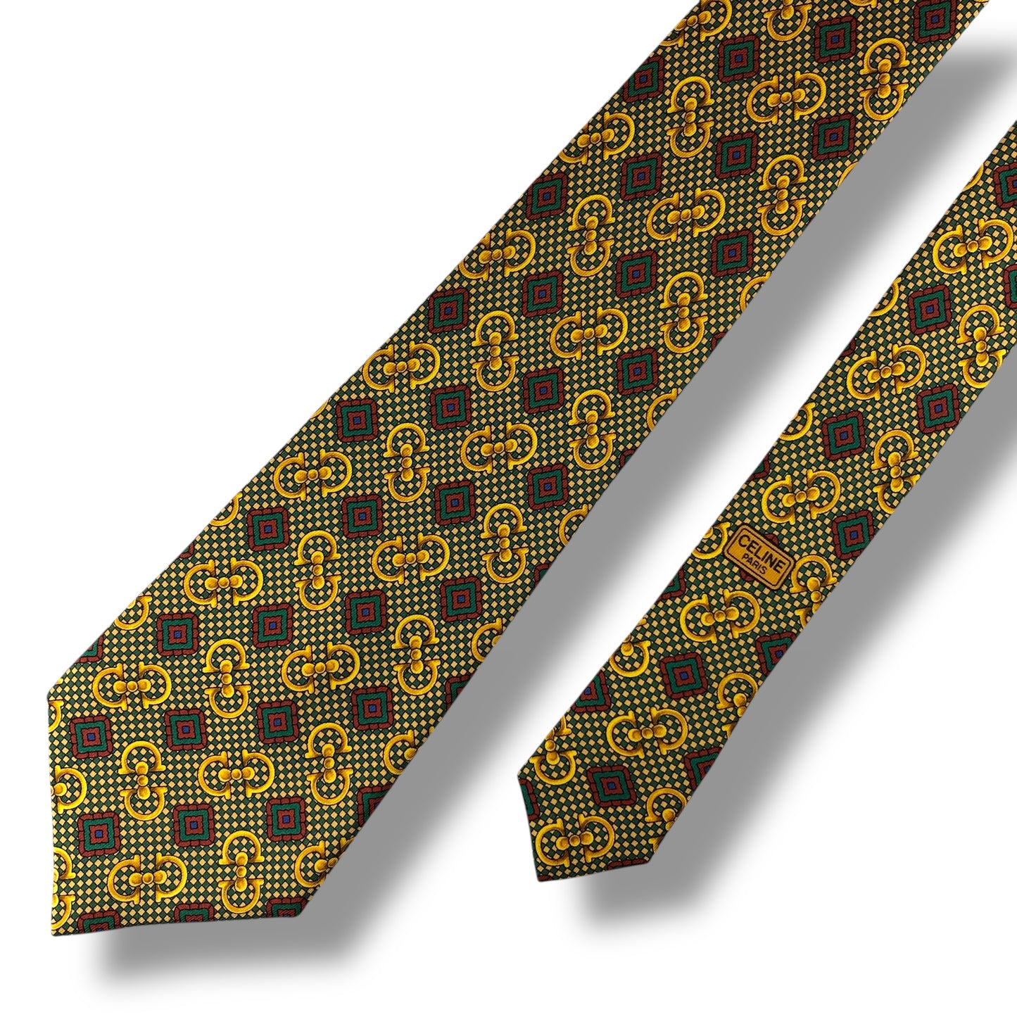 【7356】美品！セリーヌ　ネクタイ　グリーン系