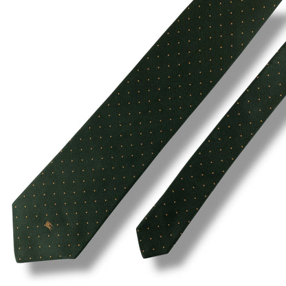 【7360】良品！バーバリー　ネクタイ　緑系　ホースロゴ　ドット柄