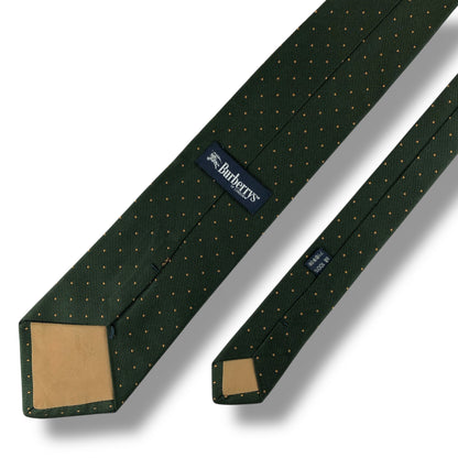 【7360】良品！バーバリー　ネクタイ　緑系　ホースロゴ　ドット柄