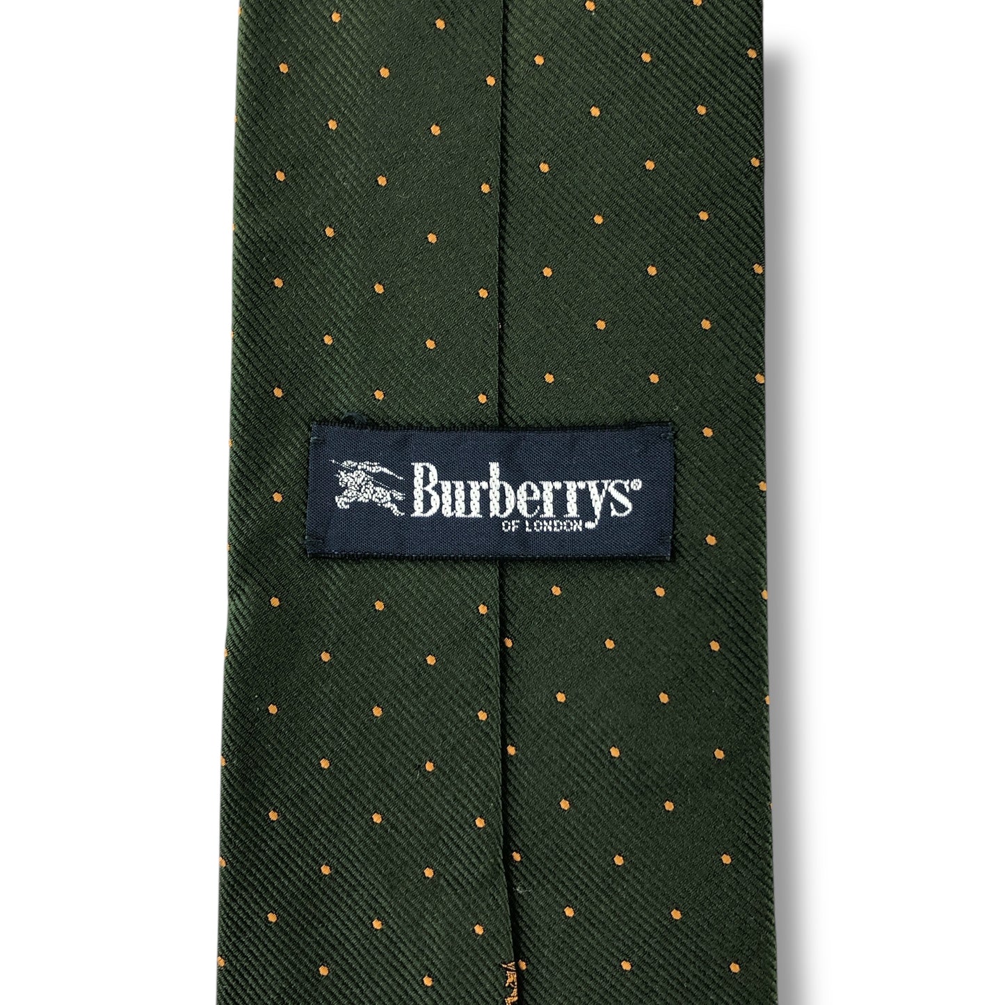 【7360】良品！バーバリー　ネクタイ　緑系　ホースロゴ　ドット柄
