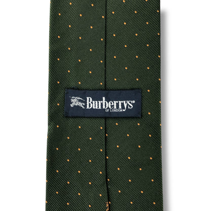 【7360】良品！バーバリー　ネクタイ　緑系　ホースロゴ　ドット柄