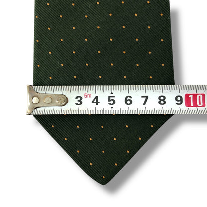 【7360】良品！バーバリー　ネクタイ　緑系　ホースロゴ　ドット柄