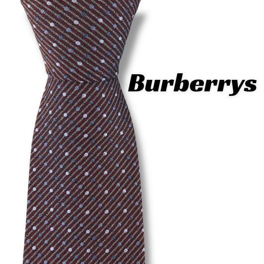 【7361】美品！バーバリー　ネクタイ　レッド系　ホースロゴ