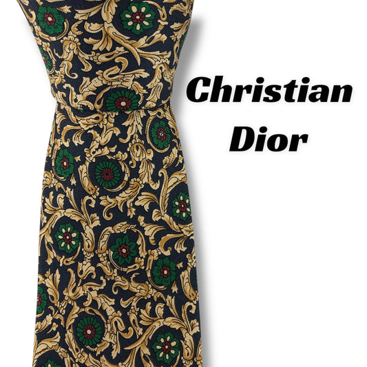 【7367】美品！クリスチャンディオール　ネクタイ　ネイビー系