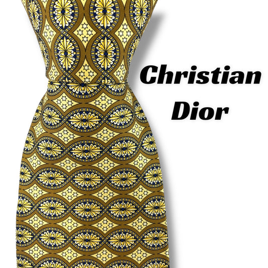 【7370】美品ー良品！クリスチャンディオール　ネクタイ　イエロー系