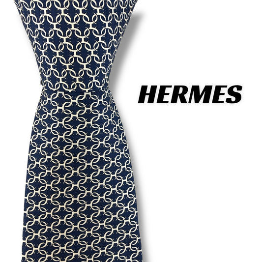 [7376] Beautiful item! Hermes necktie, dark blue 