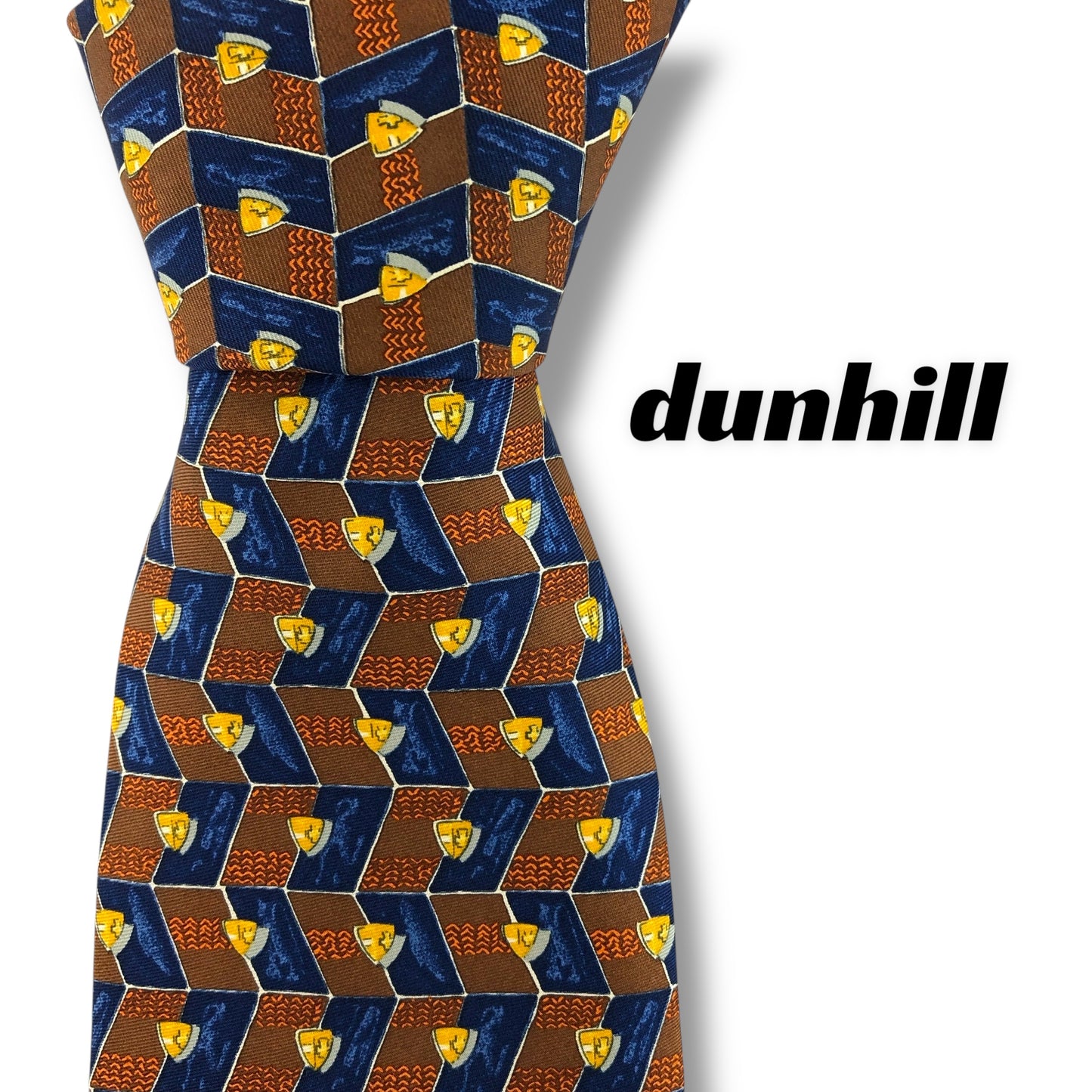 [7377] Beautiful item! Dunhill tie in brown and blue 