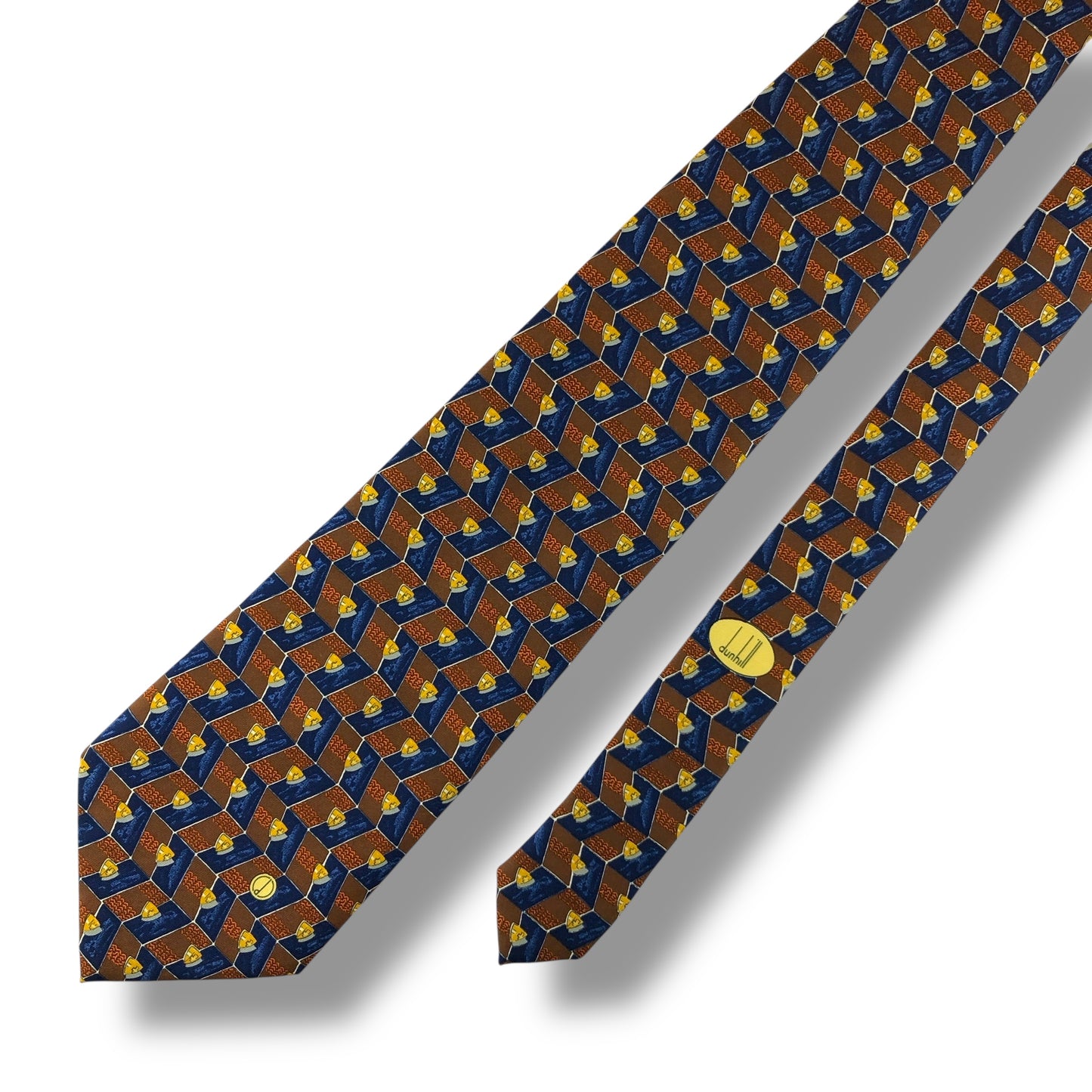 [7377] Beautiful item! Dunhill tie in brown and blue 