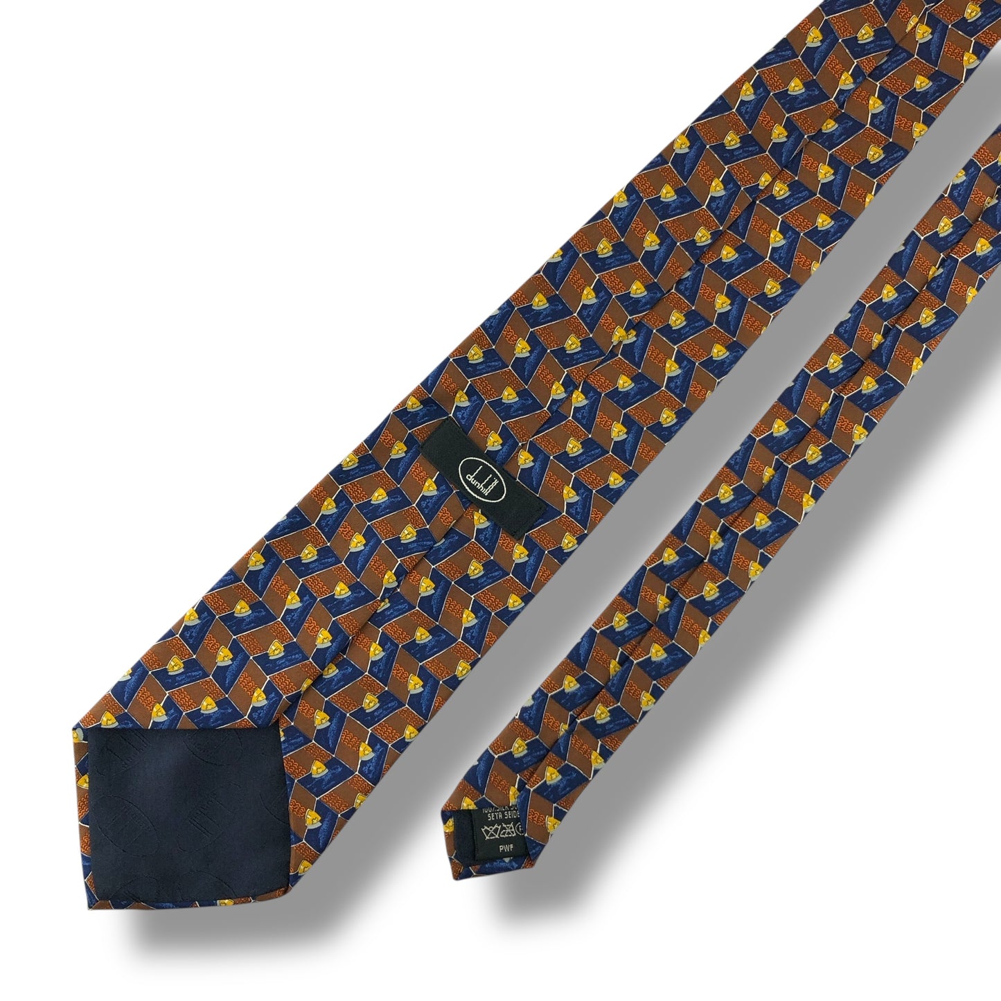 [7377] Beautiful item! Dunhill tie in brown and blue 