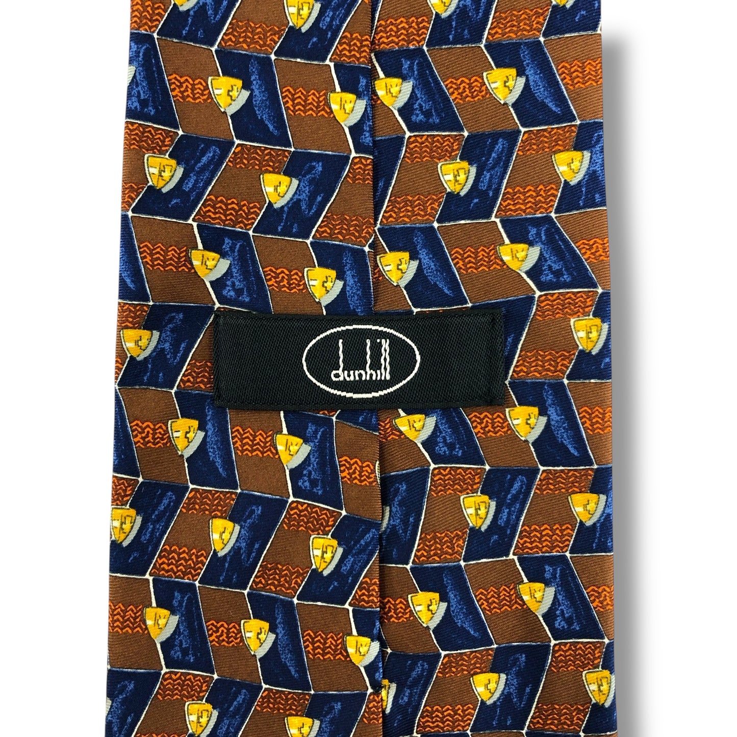 [7377] Beautiful item! Dunhill tie in brown and blue 