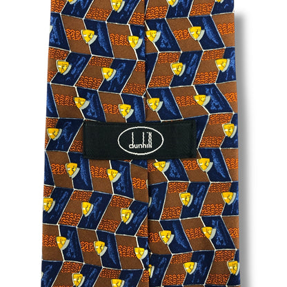 [7377] Beautiful item! Dunhill tie in brown and blue 