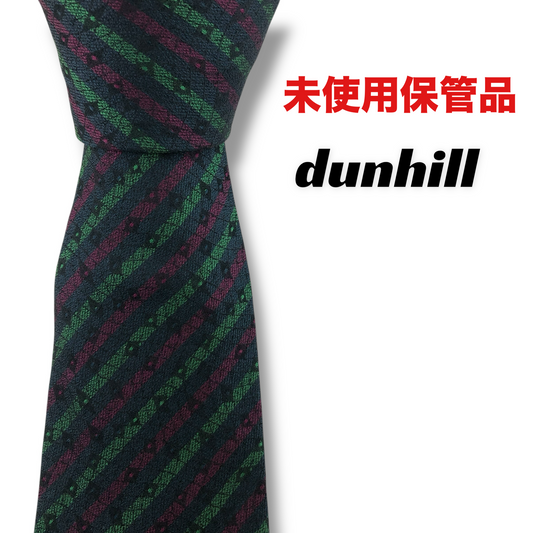 [7379] Unused and stored! Dunhill tie, green x red x navy 