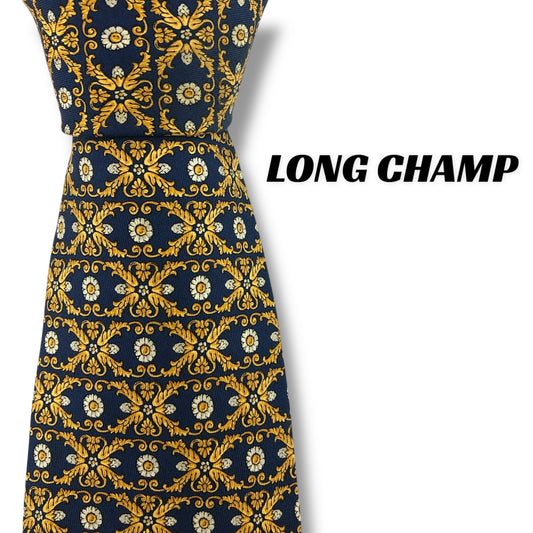 [7385] Good quality! Longchamp tie, navy 