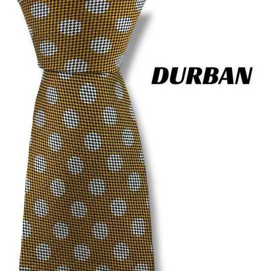 [7386] Good quality! Durban tie, gold polka dot pattern 