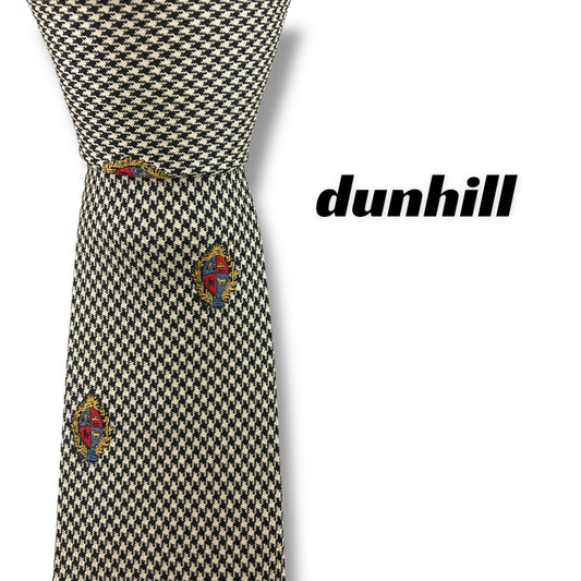 [7391] Good quality! Dunhill necktie, silver x black 