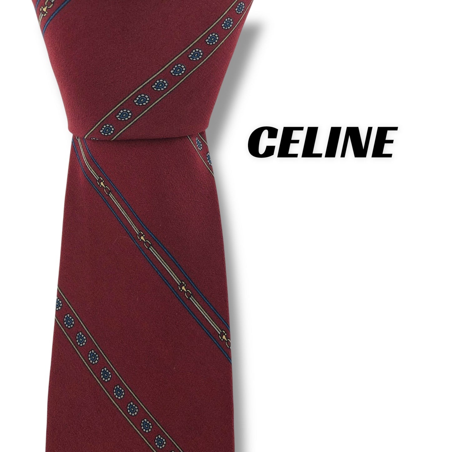 【7395】良品！セリーヌ　ネクタイ　ボルドー系