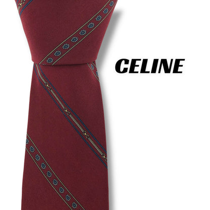 【7395】良品！セリーヌ　ネクタイ　ボルドー系