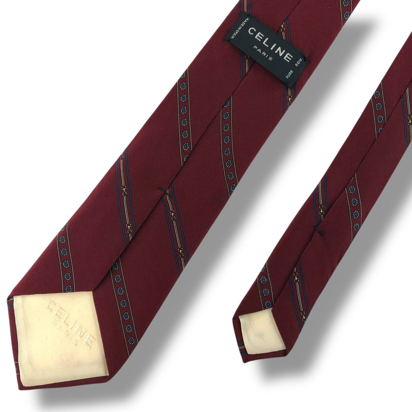 【7395】良品！セリーヌ　ネクタイ　ボルドー系