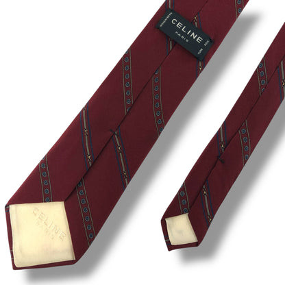 【7395】良品！セリーヌ　ネクタイ　ボルドー系