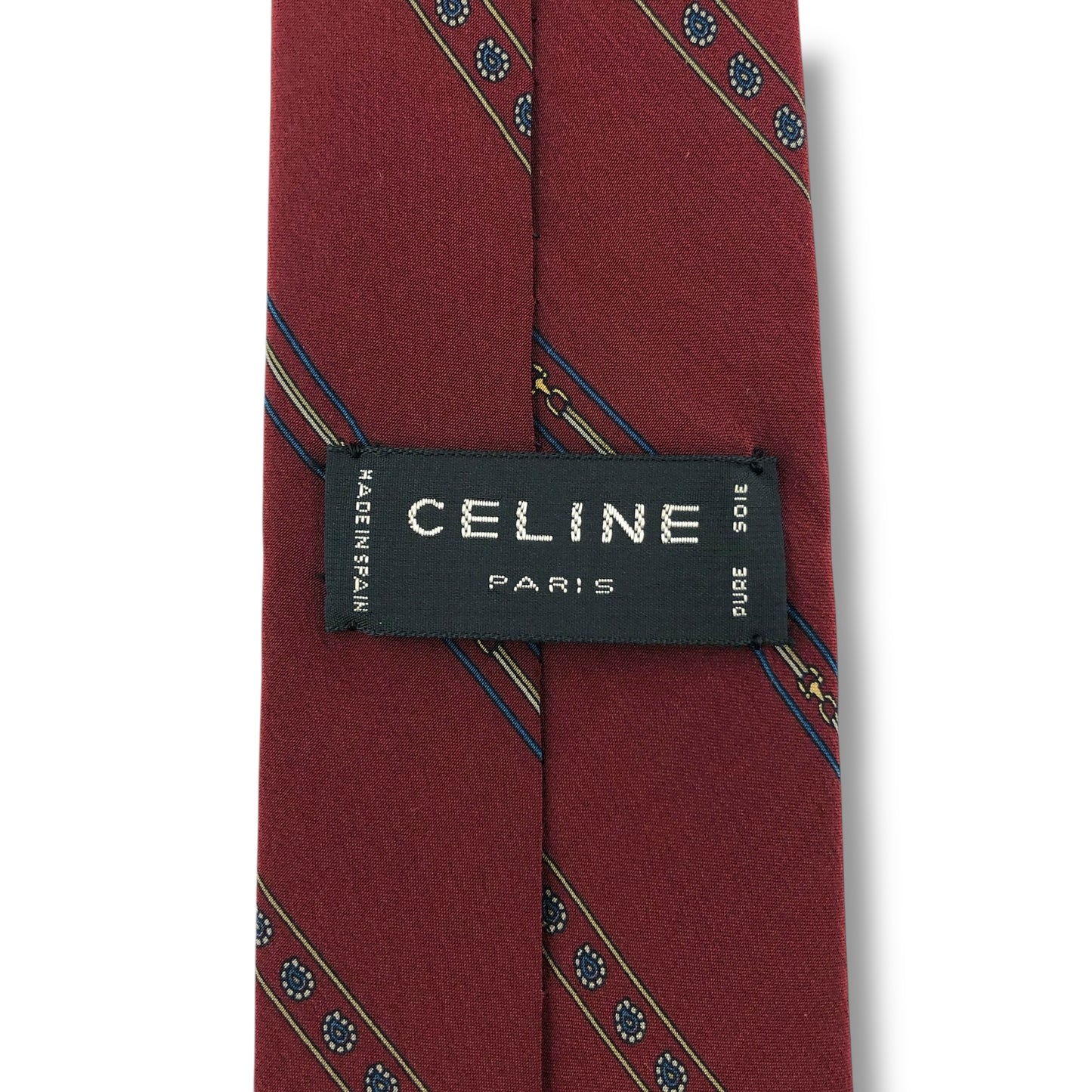 【7395】良品！セリーヌ　ネクタイ　ボルドー系