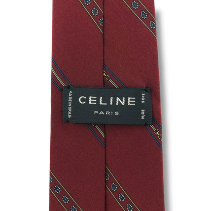 【7395】良品！セリーヌ　ネクタイ　ボルドー系