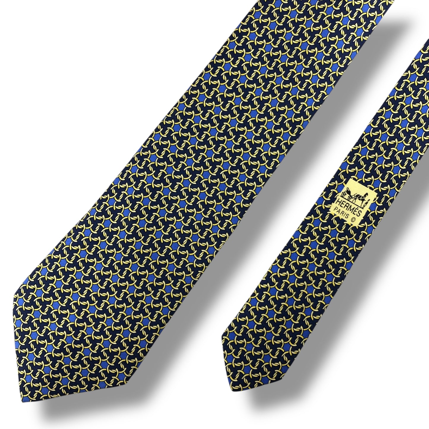 【7398】良品！エルメス　ネクタイ　ネイビー系