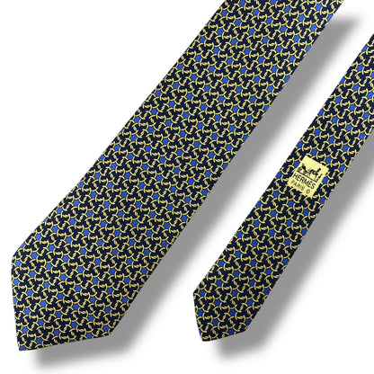 【7398】良品！エルメス　ネクタイ　ネイビー系
