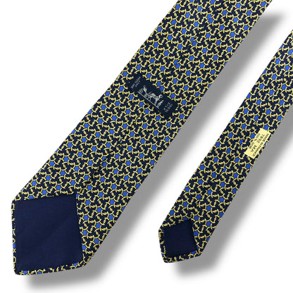 【7398】良品！エルメス　ネクタイ　ネイビー系