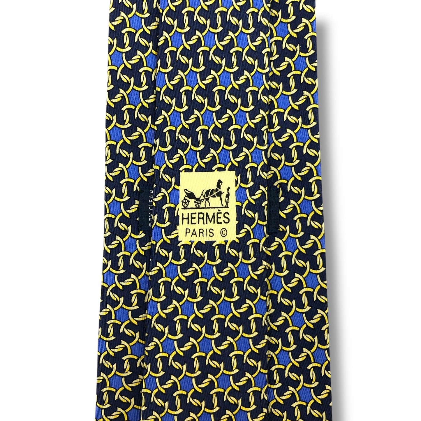 【7398】良品！エルメス　ネクタイ　ネイビー系