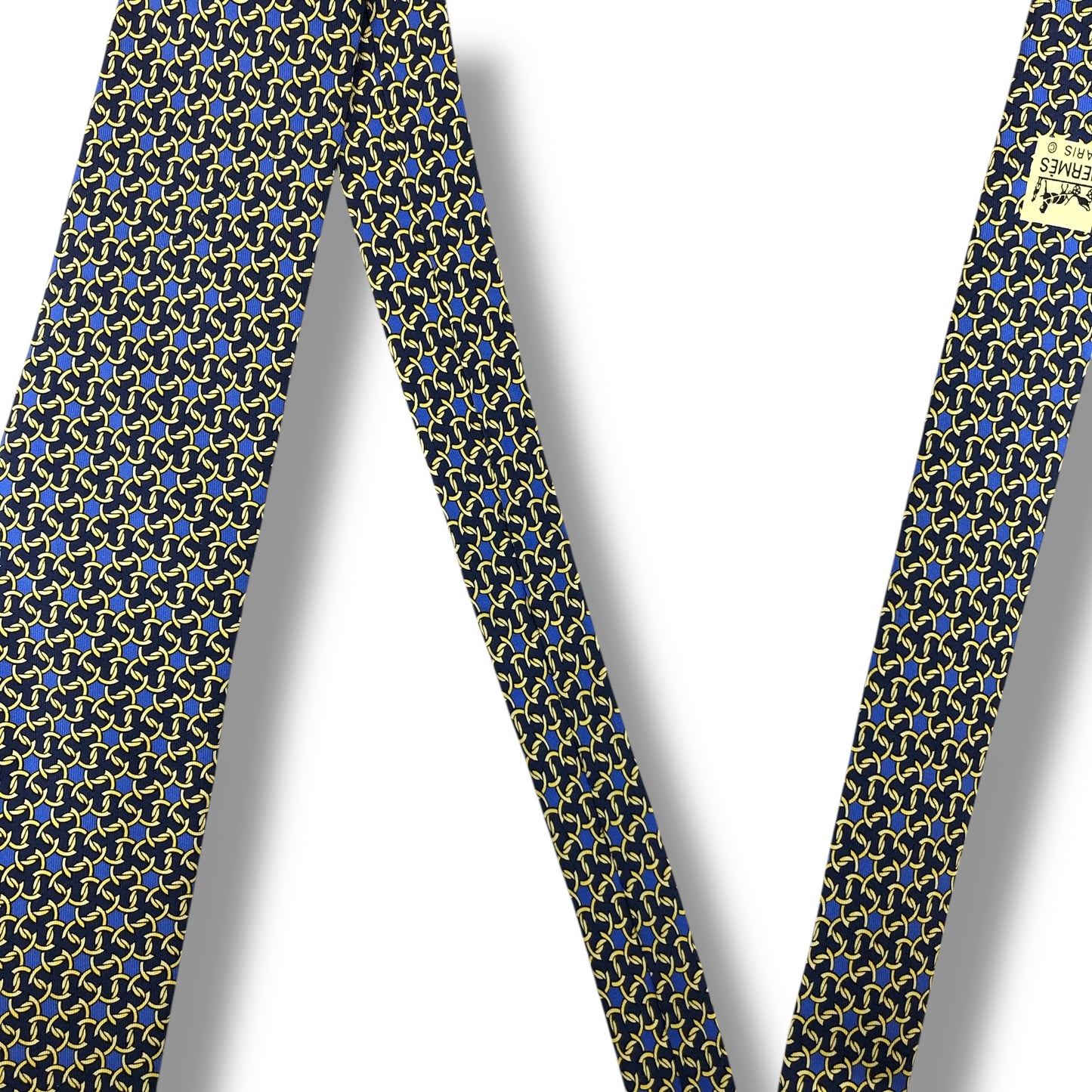 【7398】良品！エルメス　ネクタイ　ネイビー系