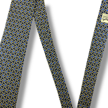 【7398】良品！エルメス　ネクタイ　ネイビー系