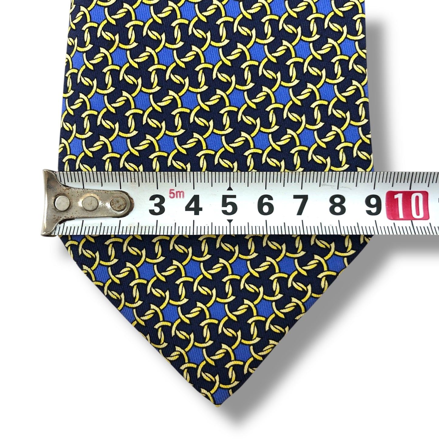 【7398】良品！エルメス　ネクタイ　ネイビー系