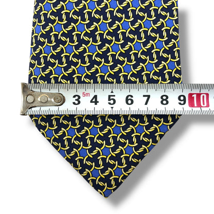 【7398】良品！エルメス　ネクタイ　ネイビー系