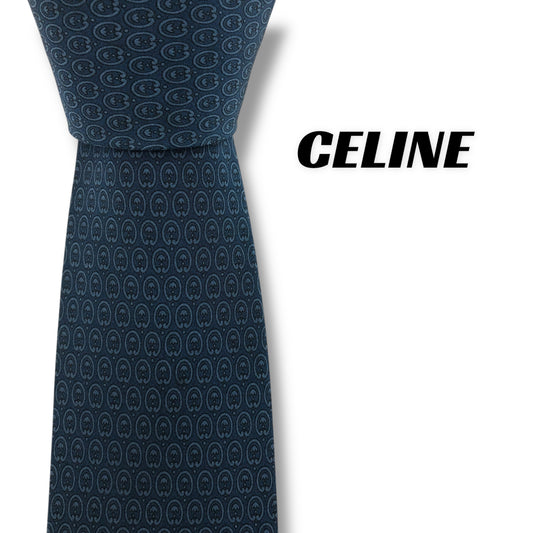 【7399】良品！セリーヌ　ネクタイ　ブルー系