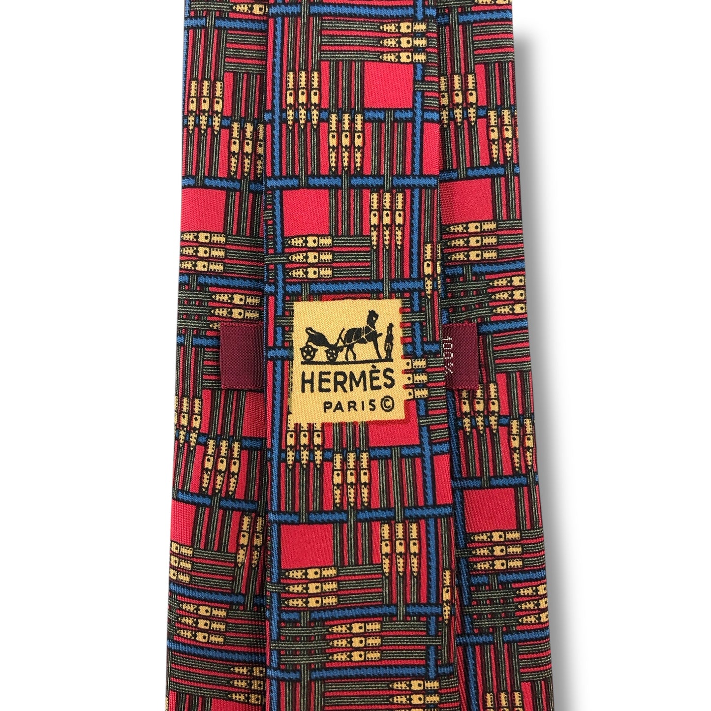 【7403】美品ー良品！エルメス　ネクタイ　レッド系