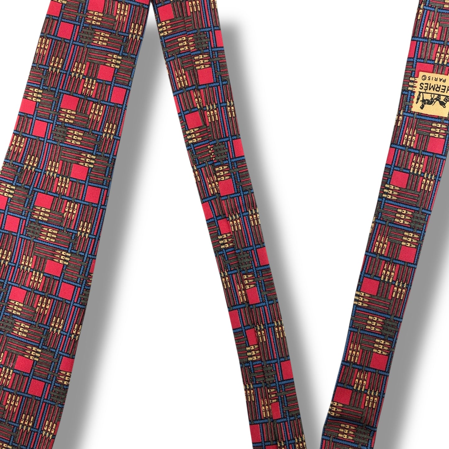 【7403】美品ー良品！エルメス　ネクタイ　レッド系