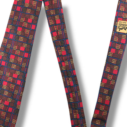 【7403】美品ー良品！エルメス　ネクタイ　レッド系