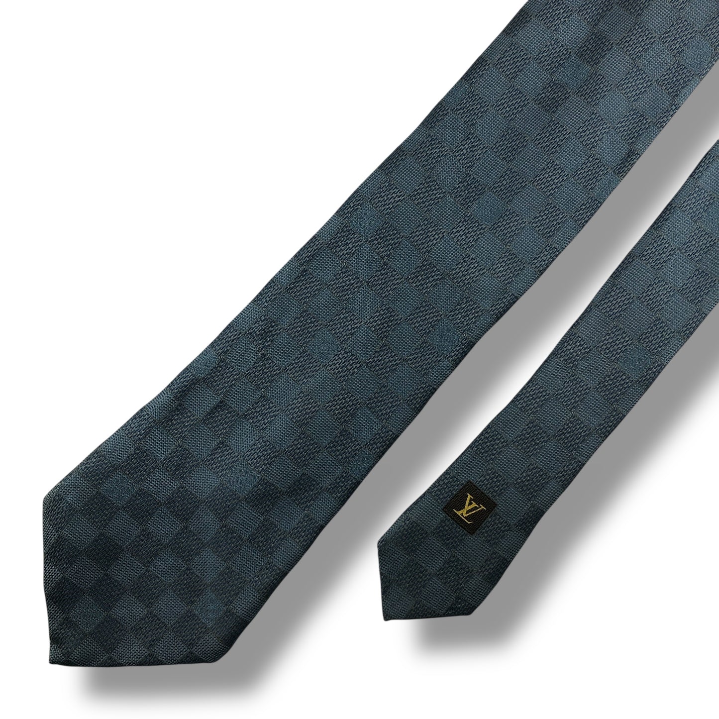 【7407】美品！ルイヴィトン　ダミエ　ネクタイ　水色系　