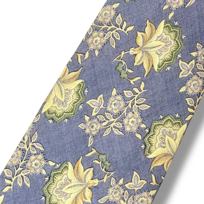 【7902】良品！サンローラン　ネクタイ　ライトブルー系　花柄