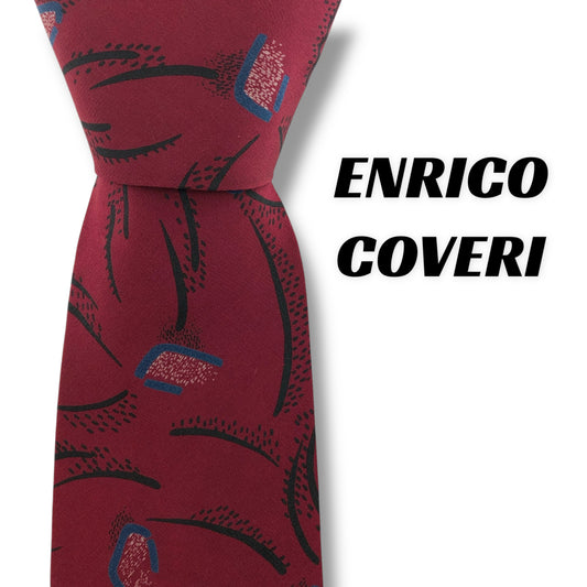 [7413] Good quality! Enrico Coveri tie, wine red 