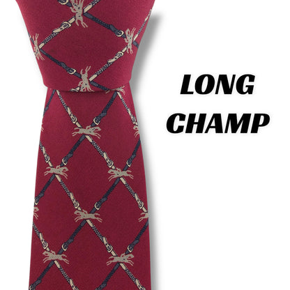 [7416] Good quality! Longchamp tie, wine red 