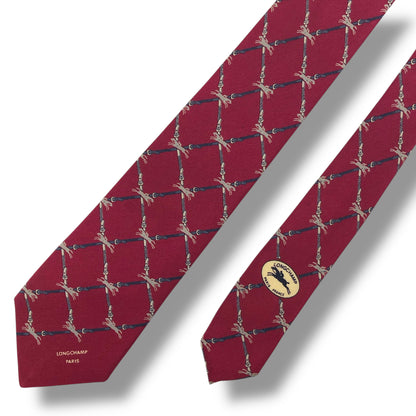 [7416] Good quality! Longchamp tie, wine red 