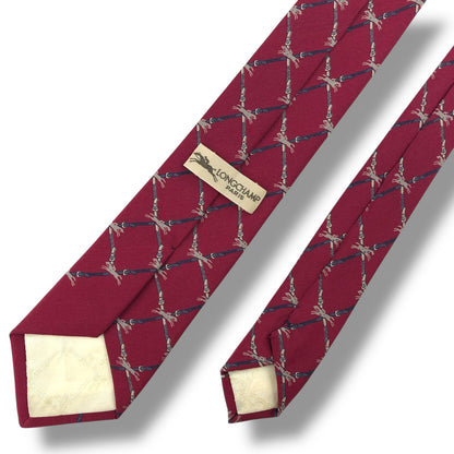 [7416] Good quality! Longchamp tie, wine red 