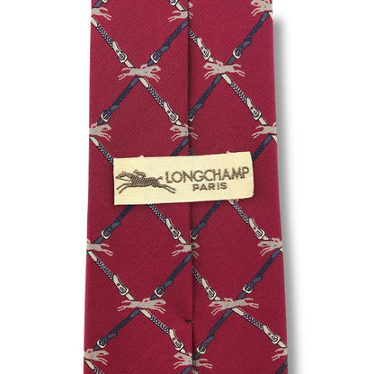 [7416] Good quality! Longchamp tie, wine red 