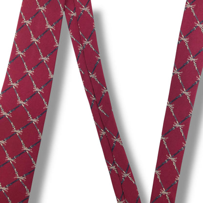 [7416] Good quality! Longchamp tie, wine red 