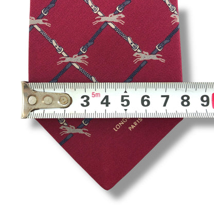 [7416] Good quality! Longchamp tie, wine red 