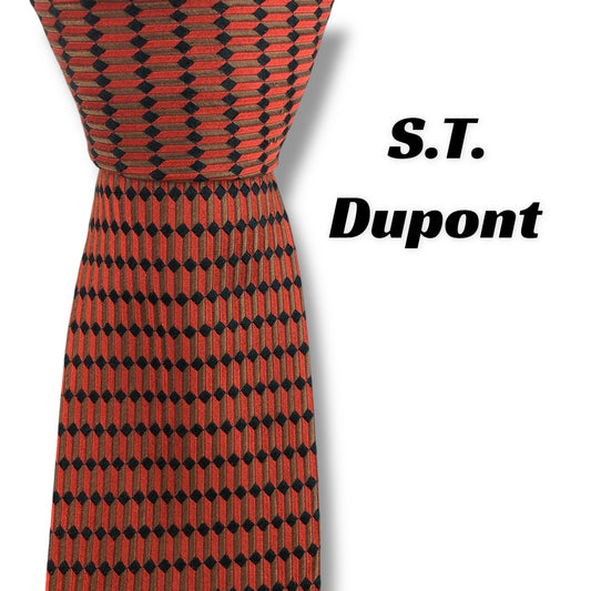 [7422] Good quality! S.T. Dupont tie, orange 
