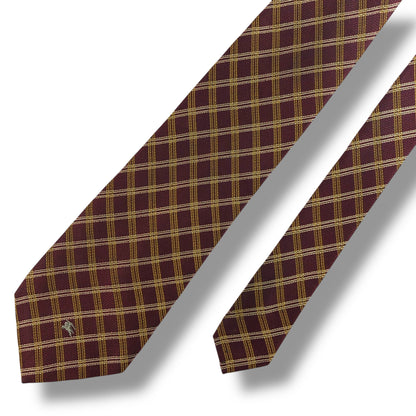 [7438] Good quality! Burberry tie, Bordeaux, check pattern 