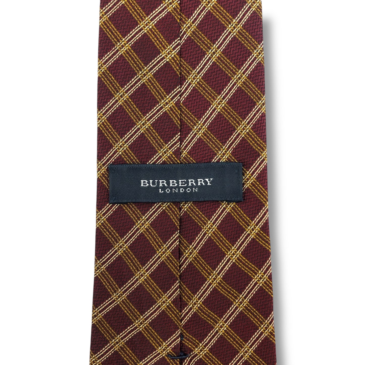 [7438] Good quality! Burberry tie, Bordeaux, check pattern 