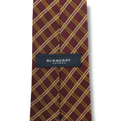 [7438] Good quality! Burberry tie, Bordeaux, check pattern 